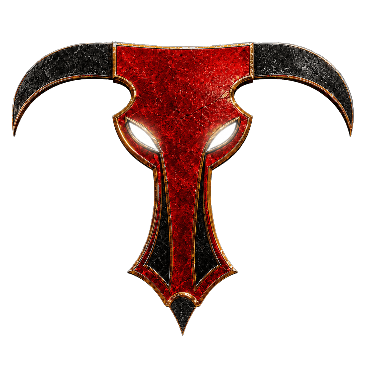 The Minotaurs Chapter crest — a horned red bull skull with bronze trim